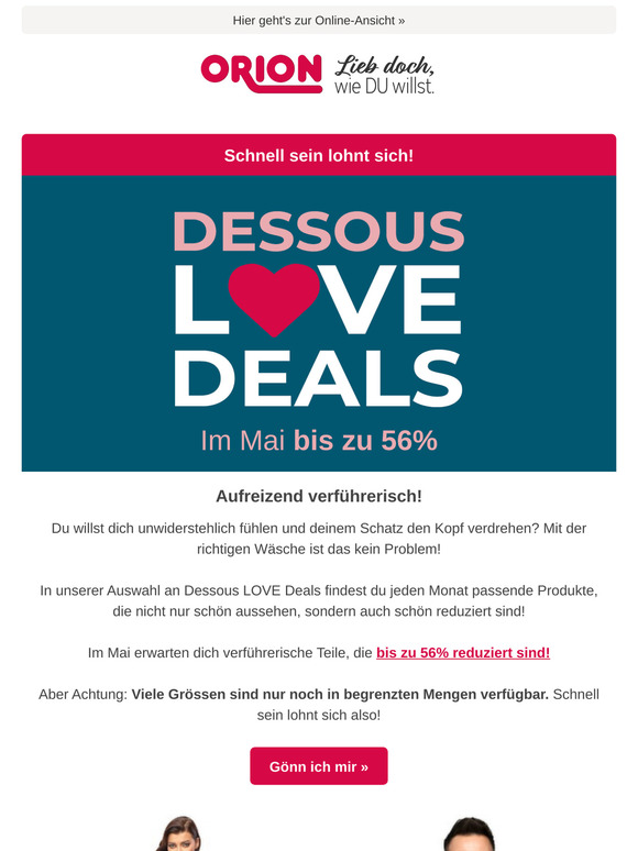 Deine Dessous LOVE Deals: Bis zu 56% warten im Mai