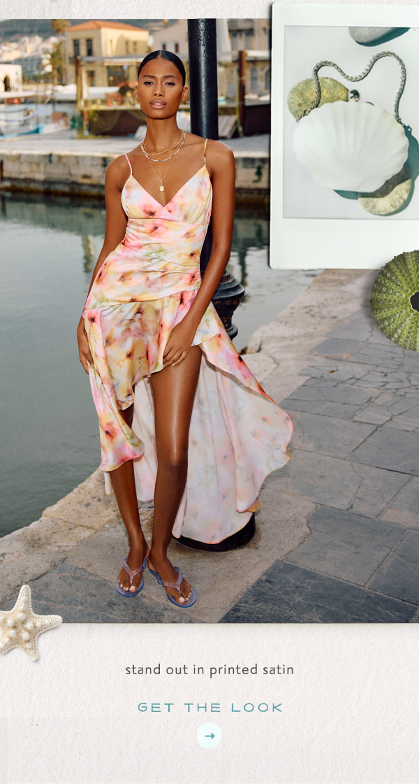Satin dress. Get the look.