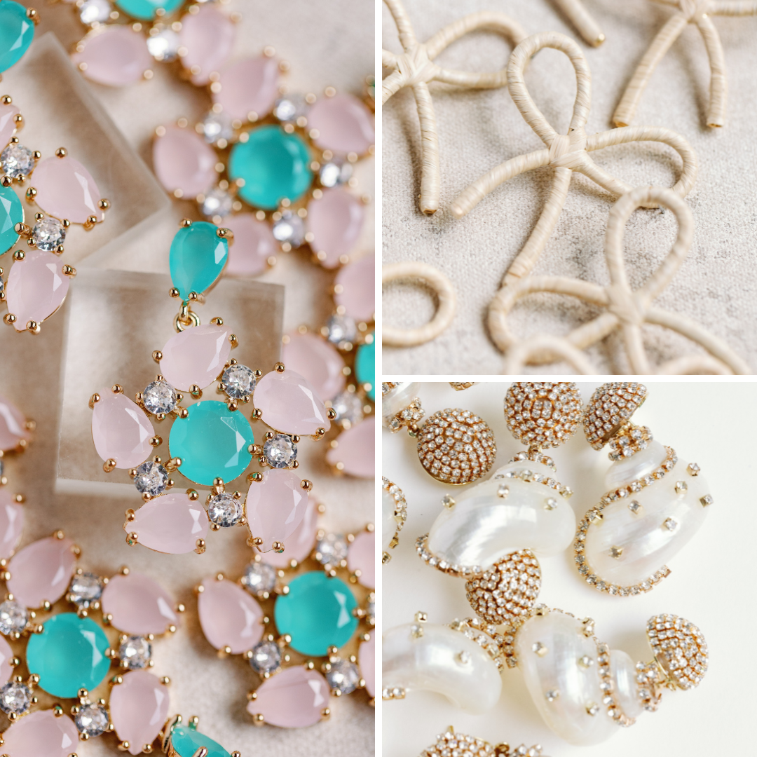 Shell Bow and Pinwheel Statement EArrings