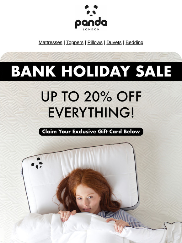 Up to 20% OFF this bank holiday weekend!