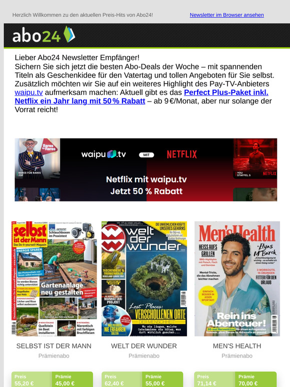 Top Angebote der Woche: Netflix & waipu.tv mit 50% Rabatt ab 9 €/Monat