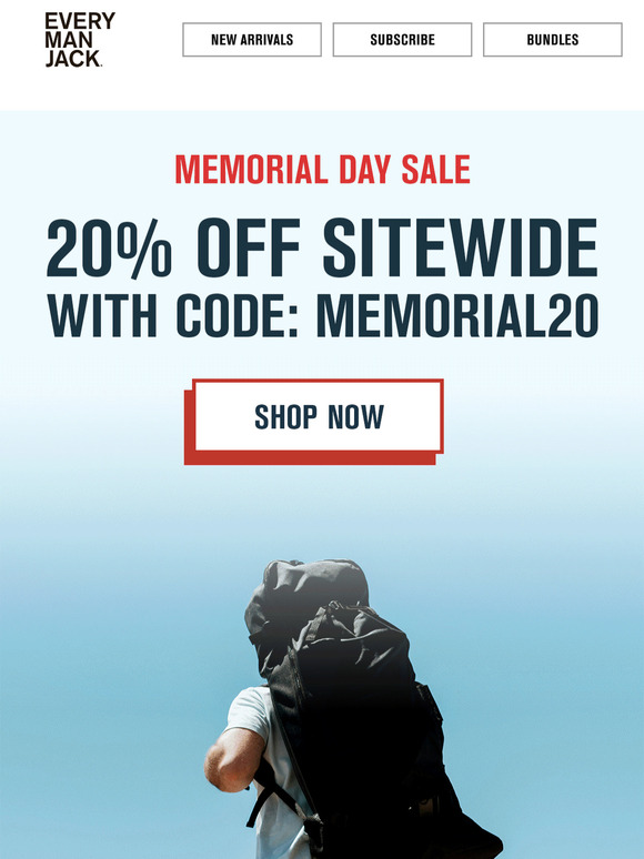 20% off for Memorial Day