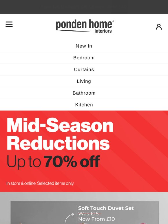Up to 70% off in our Mid-Season Reductions...