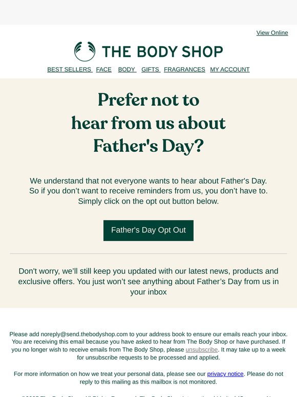 Want to opt out of Father's Day emails?