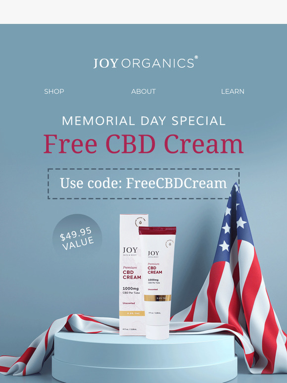 Get a FREE CBD Cream This Memorial Day 🎁