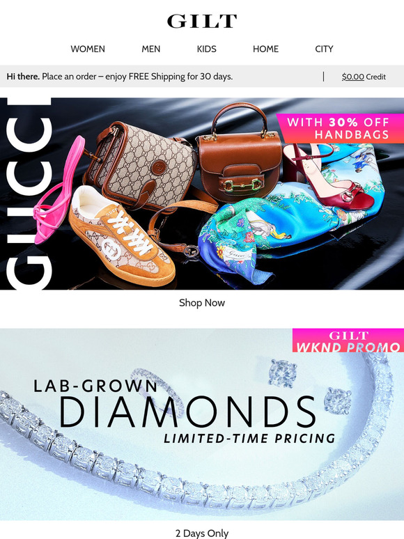 Gucci with 30% Off Handbags: Locked-In Prices | Lab-Grown Diamonds with Limited-Time Pricing: 2 Days Only