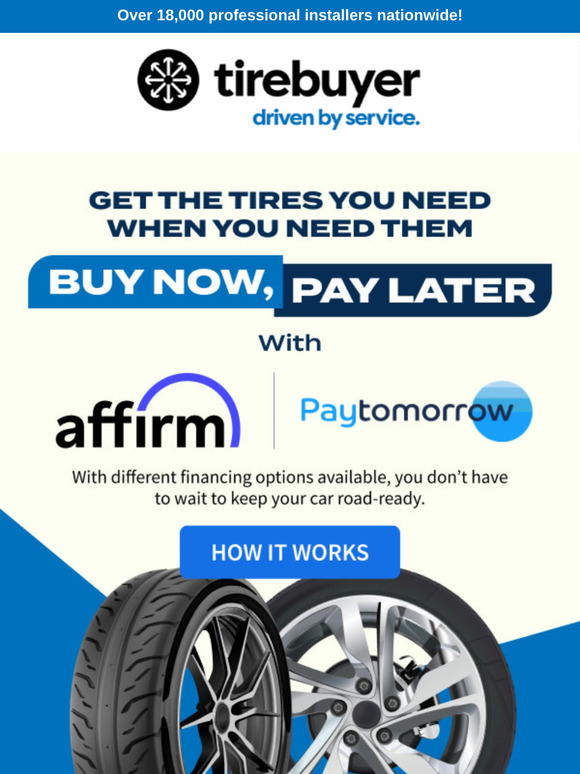 Upgrade Your Tires Today, Pay Later!💰
