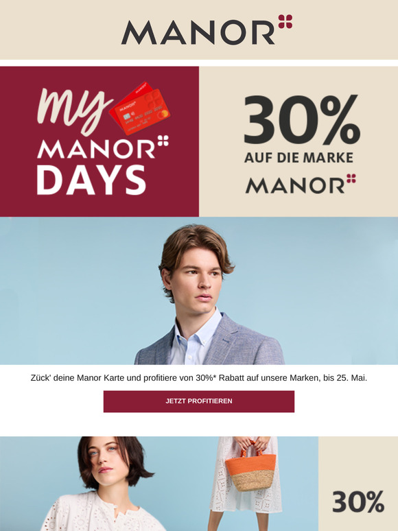 —, 30% auf Manor Marken