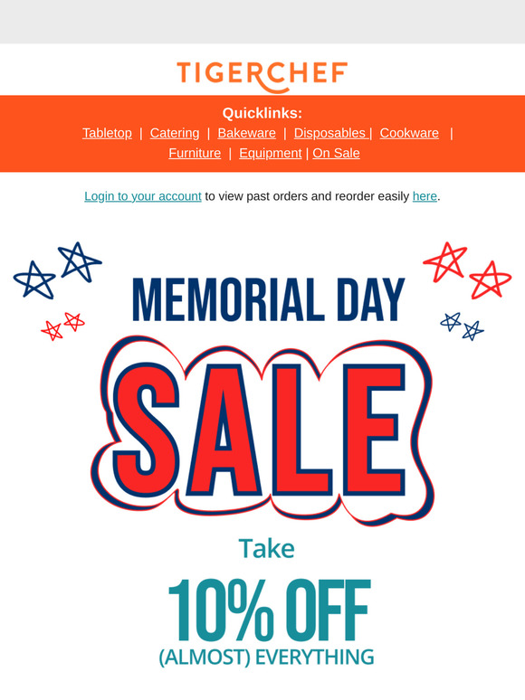 Memorial Day: 10% off almost everything
