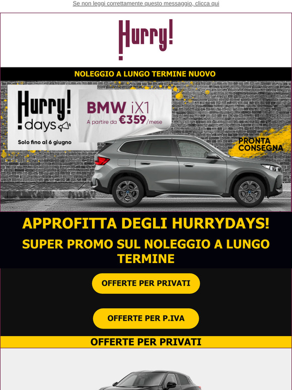 🔊HURRYDAYS! = Auto a PREZZI SUPER SCONTATI solo fino al 06 giugno🚘
