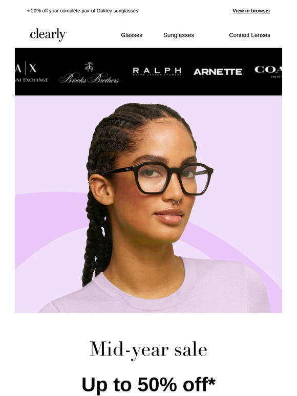 Up to 50% off frames + 40% off lenses