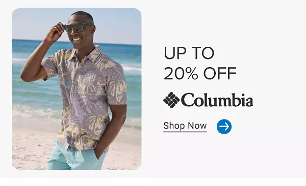 A man in a button down shirt and blue shorts. Up to 20% off Columbia. Shop now.