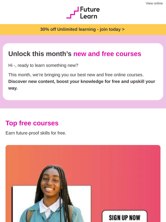 Unlock this month's new and free courses