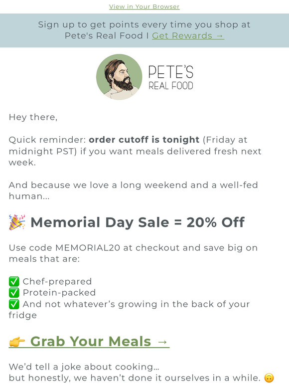 Order by midnight. Your fridge will brag about it.