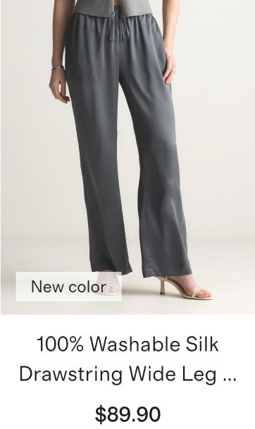 100% Washable Silk Drawstring Wide Leg ...