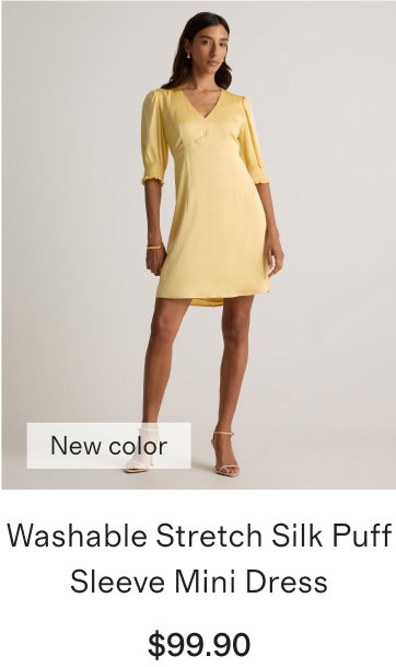 Washable Stretch Silk Puff Sleeve Mini Dress