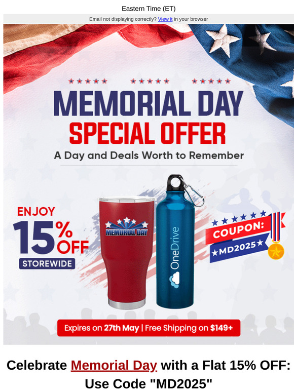 Save 15% More With Memorial Day Sale - Offer Expires on May 27th
