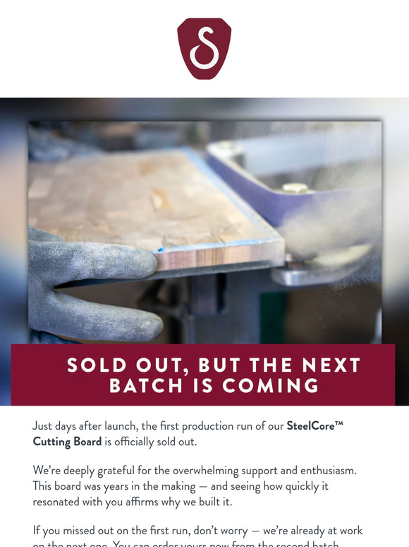 Our New SteelCore™ Cutting Board Has Sold Out