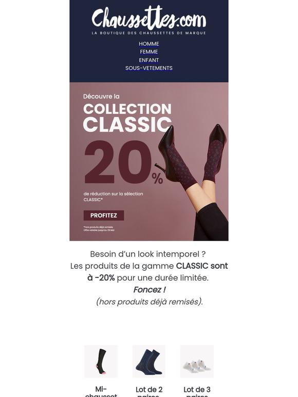 🔥 -20% sur nos chaussettes "CLASSIC" – C’est maintenant ou jamais !