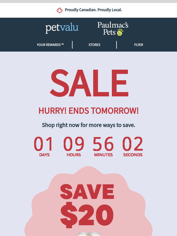 Deals End TOMORROW. $20 OFF Hill’s Science Diet Dry dog & cat food (select sizes), 25% OFF ALL Smack dog & cat food, & more