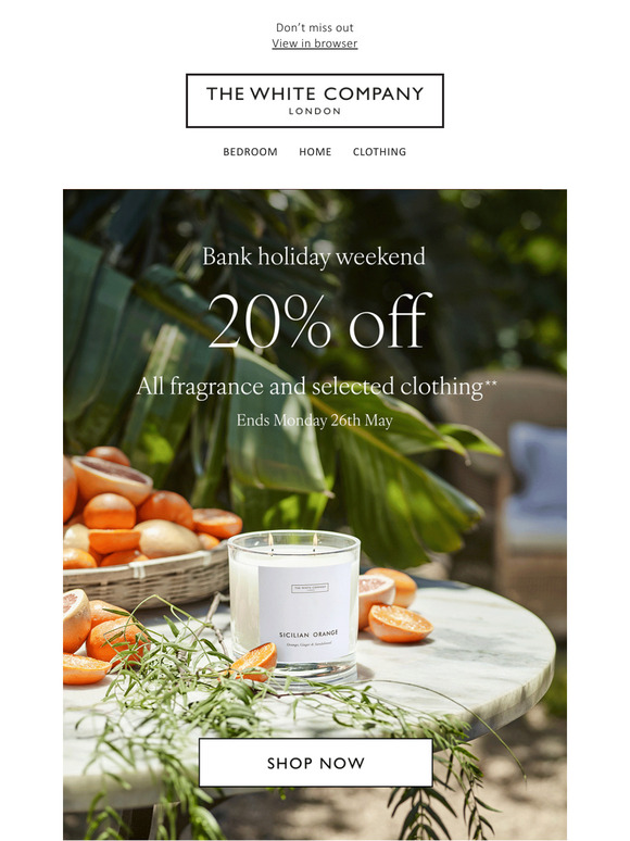 Take 20% off selected lines this weekend only