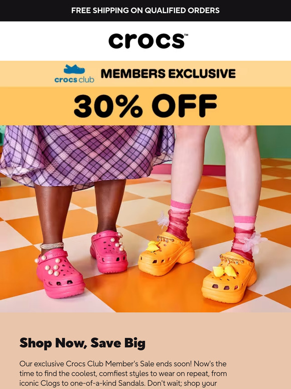The Crocs Club Member's Sale ends soon!