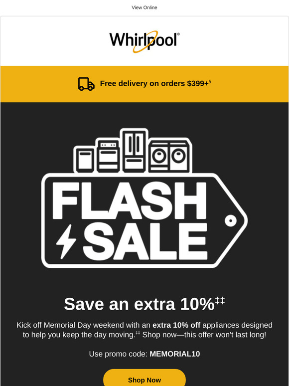 FLASH SALE ⚡ Extra 10% off major appliances