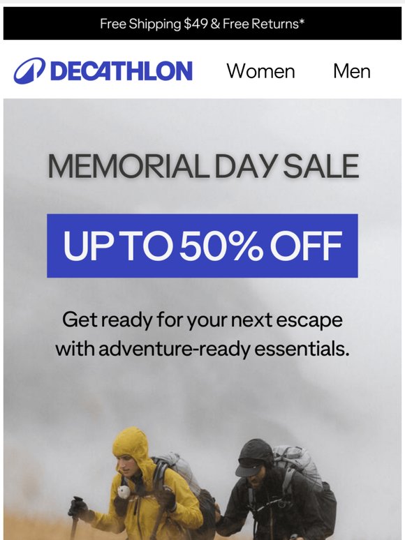 Memorial Day Sale: Up to 50% Off!