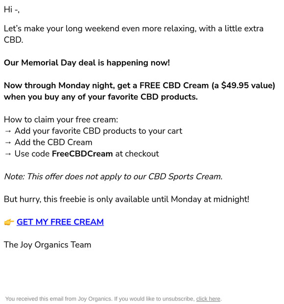 Don’t miss your FREE CBD Cream 🎁
