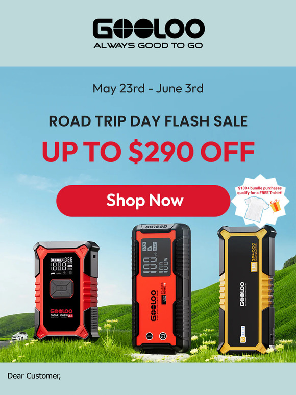 🚗💨National Road Trip Day Sale! Grab GOOLOO Jump Starters Before You Go!