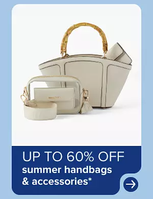 Image of two handbags. Up to 60% off summer handbags and accessories.