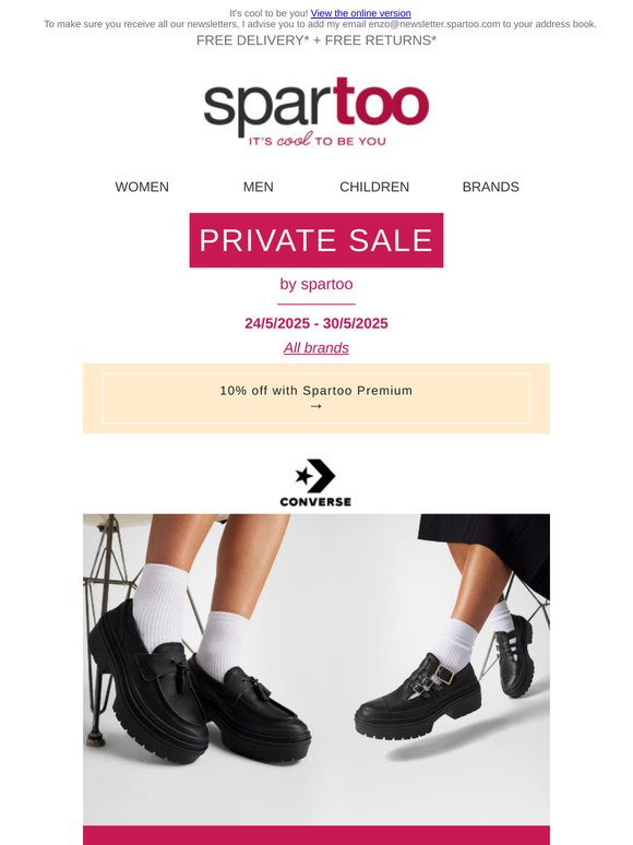 ✨Golden opportunity! Up to 50% off Converse, Mjus, Teddy Smith, Polo Ralph Lauren and Refresh with free delivery