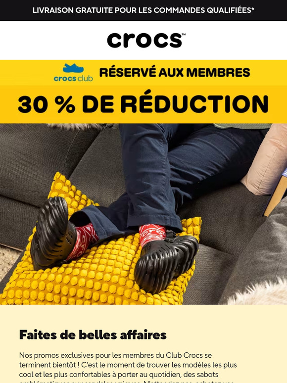 Profitez des promos pour les membres du Club Crocs !