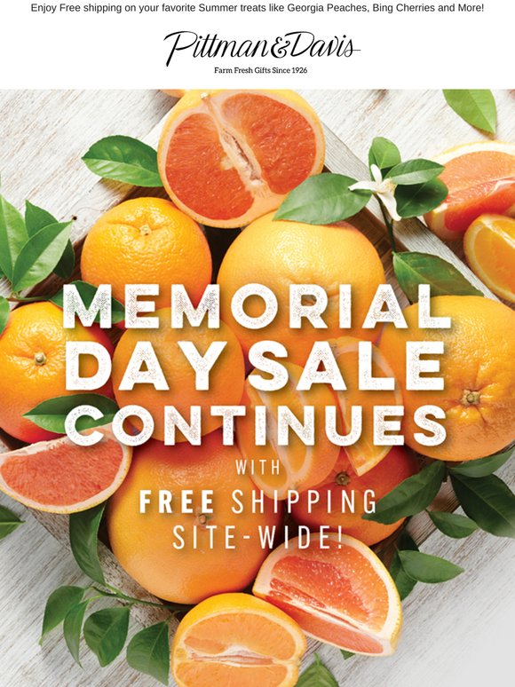 FREE Shipping Site-Wide Continues in our Memorial Day Weekend Sale!