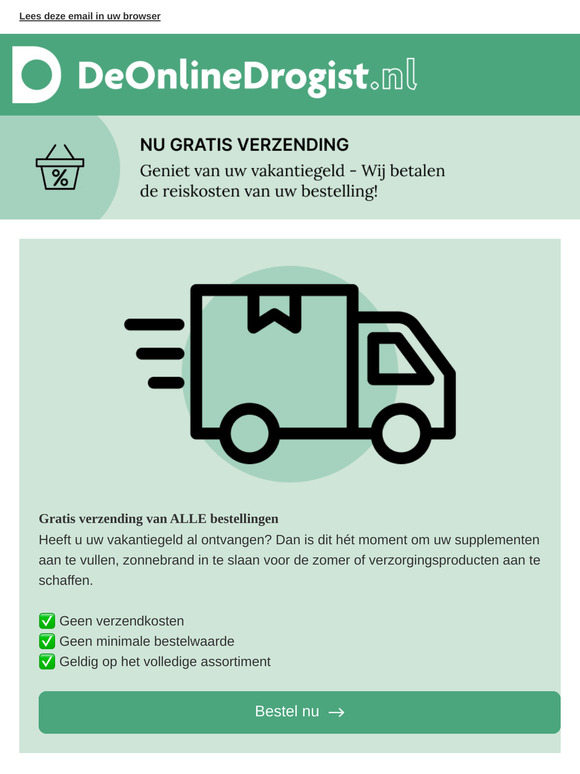 Gratis verzending van ALLE bestellingen