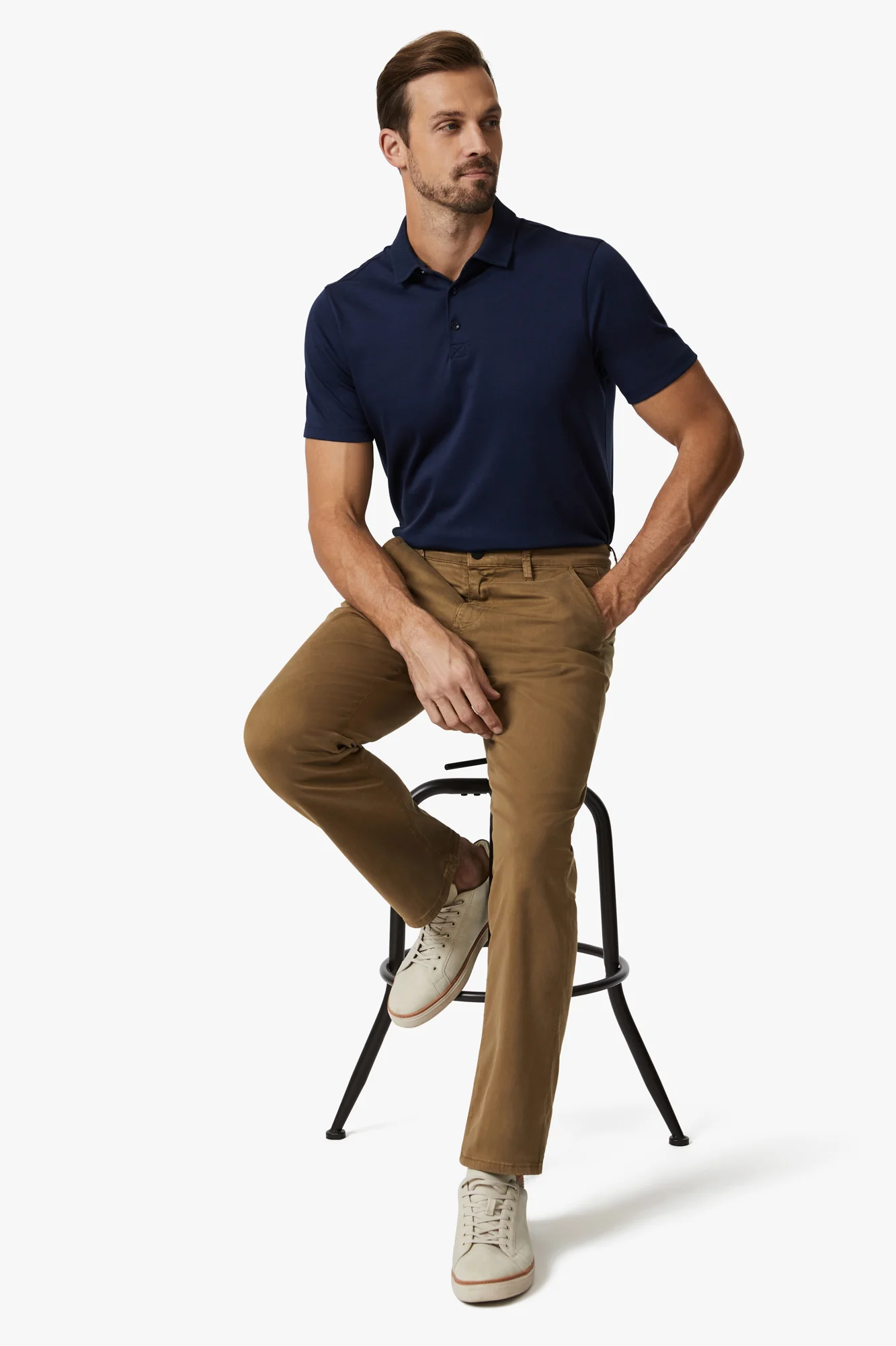 Image of Charisma Relaxed Straight Chino Pants In Tobacco Twill
