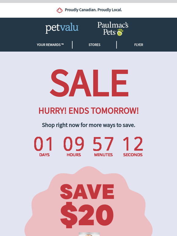 Deals End TOMORROW. $20 OFF Hill’s Science Diet Dry dog & cat food (select sizes), 25% OFF ALL Smack dog & cat food, & more