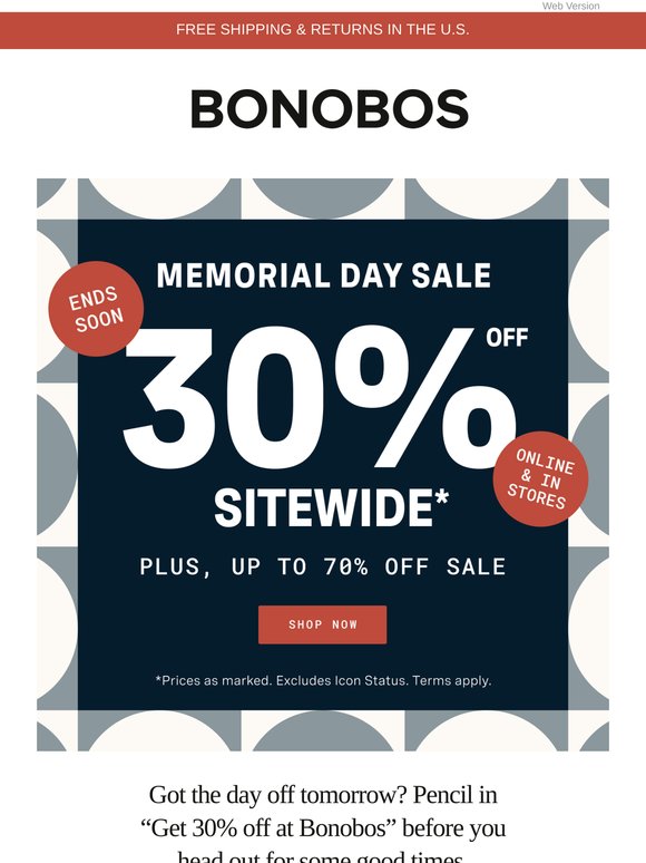 Get 30% Off Sitewide By Tomorrow