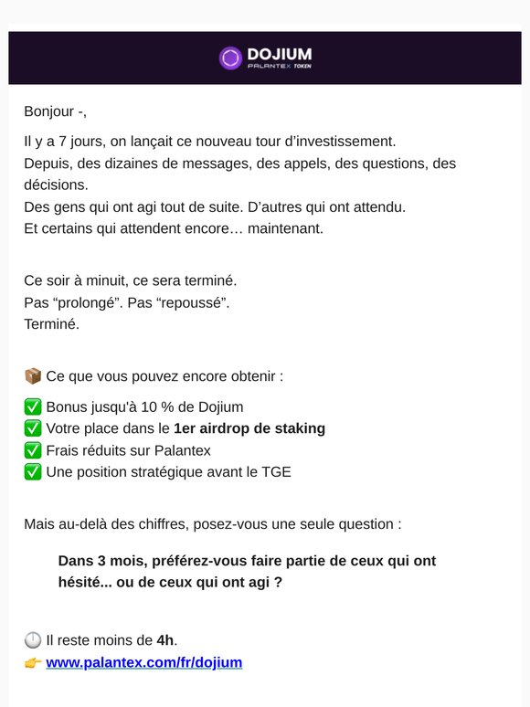 🔥 DERNIÈRE LIGNE DROITE – IL RESTE 4H