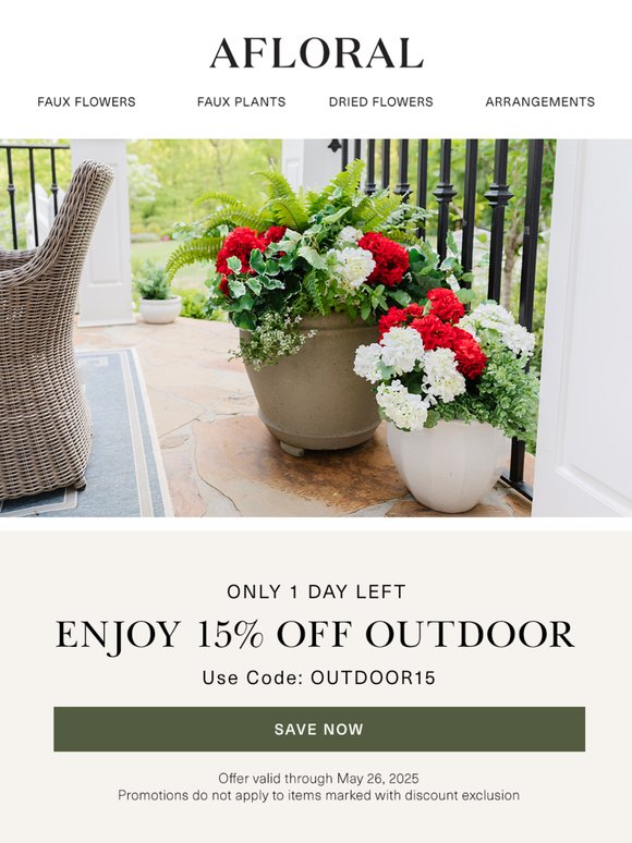 Don’t Miss 15% OFF Outdoor