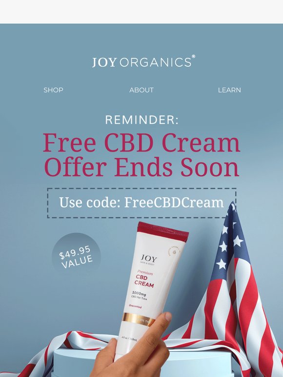 FREE CBD Cream with Any Order – Memorial Day Only 🇺🇸
