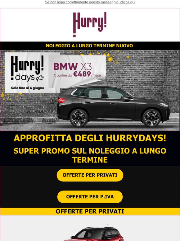 🔊HURRYDAYS! = Auto a PREZZI SUPER SCONTATI solo fino al 06 giugno🚘
