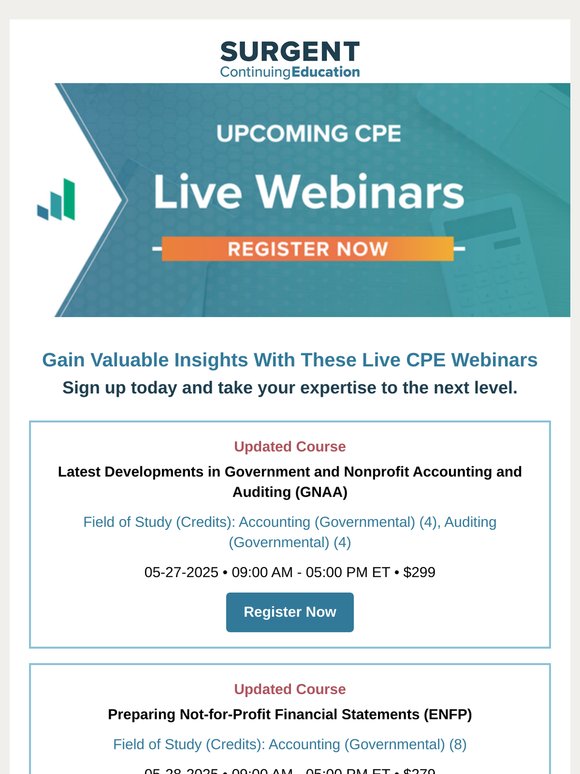 Reserve Your Spot: Live CPE Webinars You Need to See