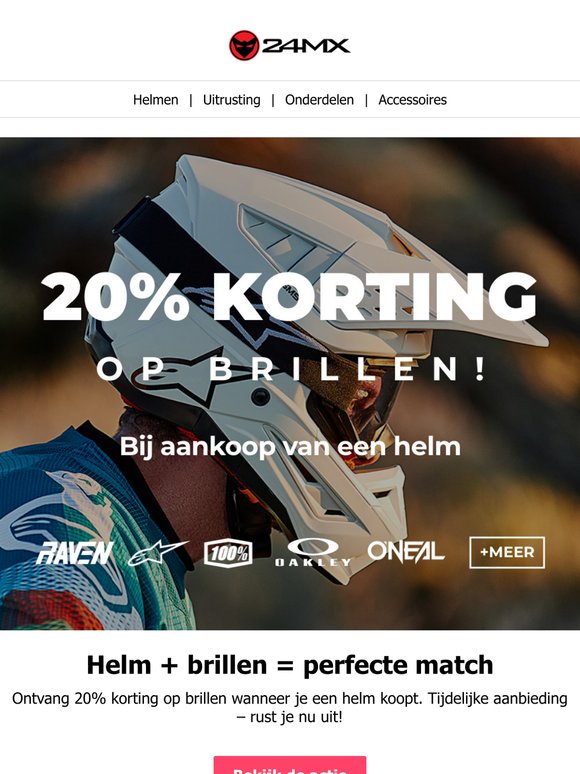 Ontvang 20% korting op brillen bij aankoop van elke helm!
