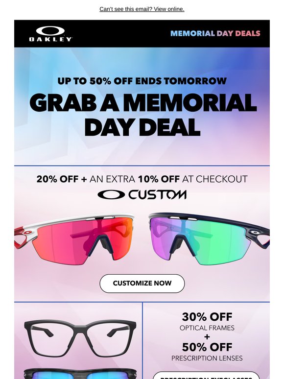 Memorial Day Deals End Tomorrow