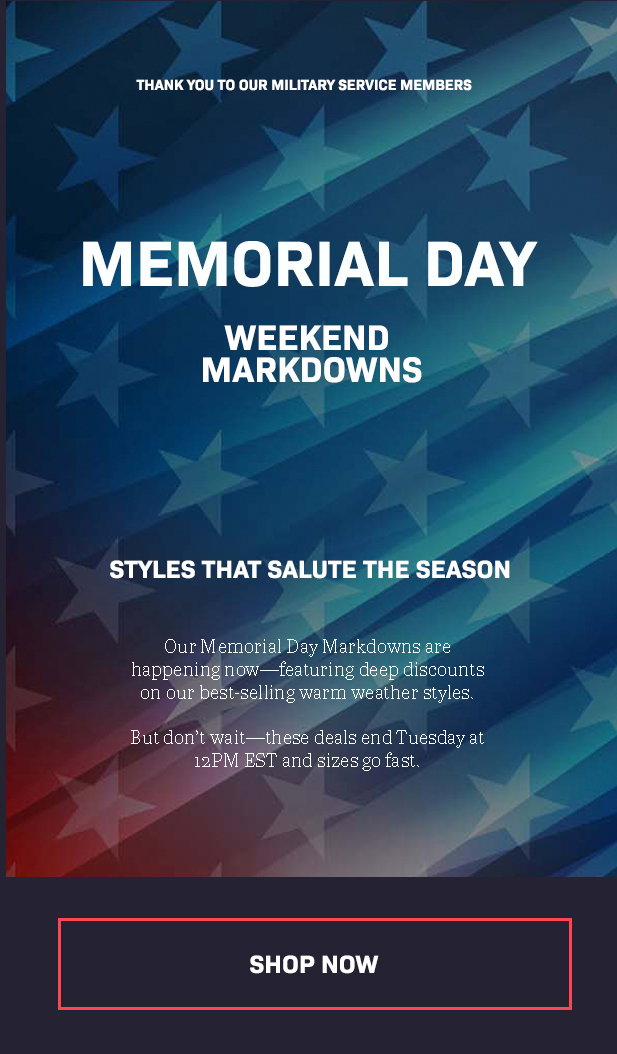 Memorial Day Weekend markdowns