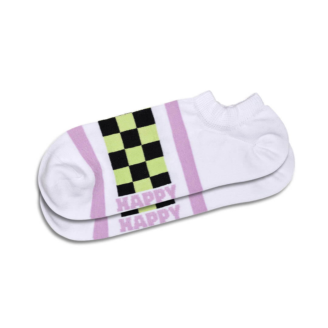 Checked Stripe No Show Sock