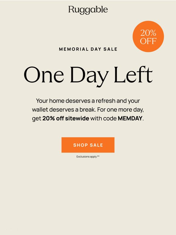Last chance for 20% off—make it count