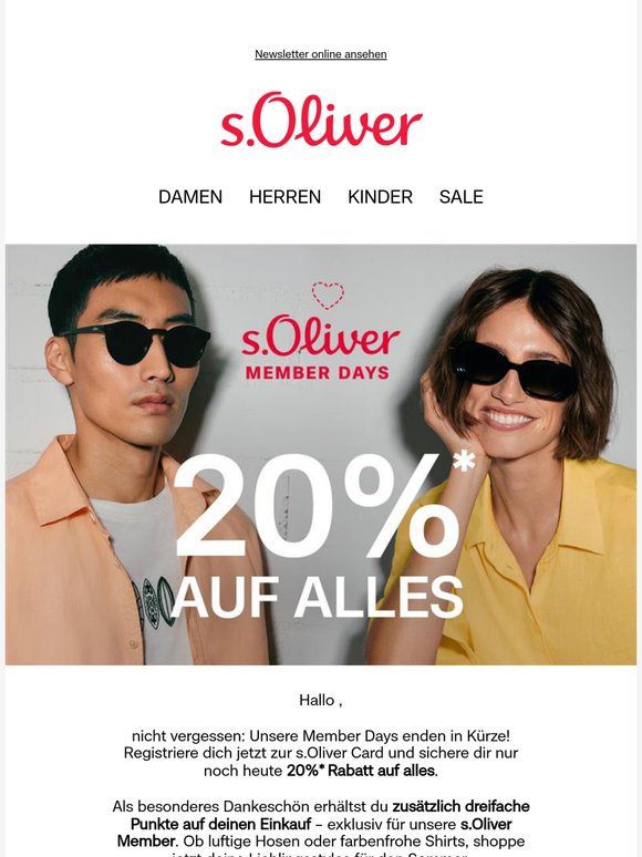 20% auf alles – letzter Tag, dreifacher Vorteil