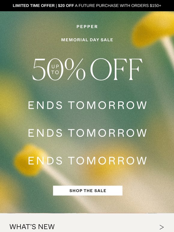 🚨 ENDS TOMORROW: Up to 50% OFF 🚨